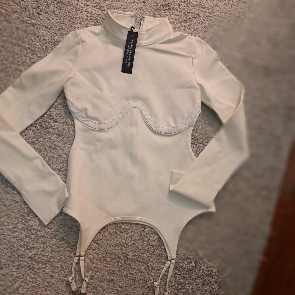 Maniere De Voir Off-White High Neck Top